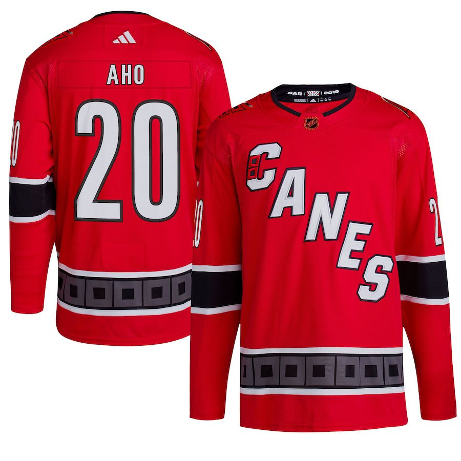 Men Carolina Hurricanes 20 Sebastian Aho adidas Red Reverse Retro Authentic Player NHL Jersey